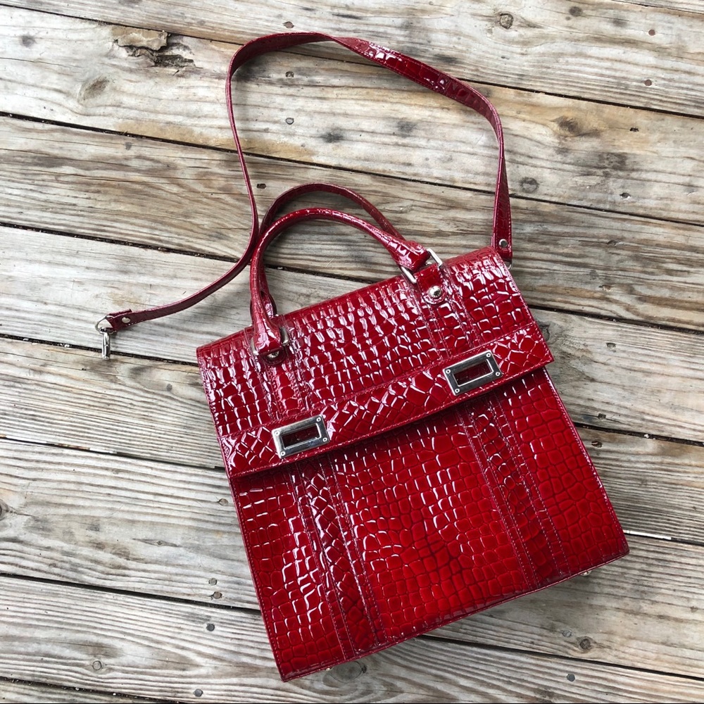 Red croc hardshell purse